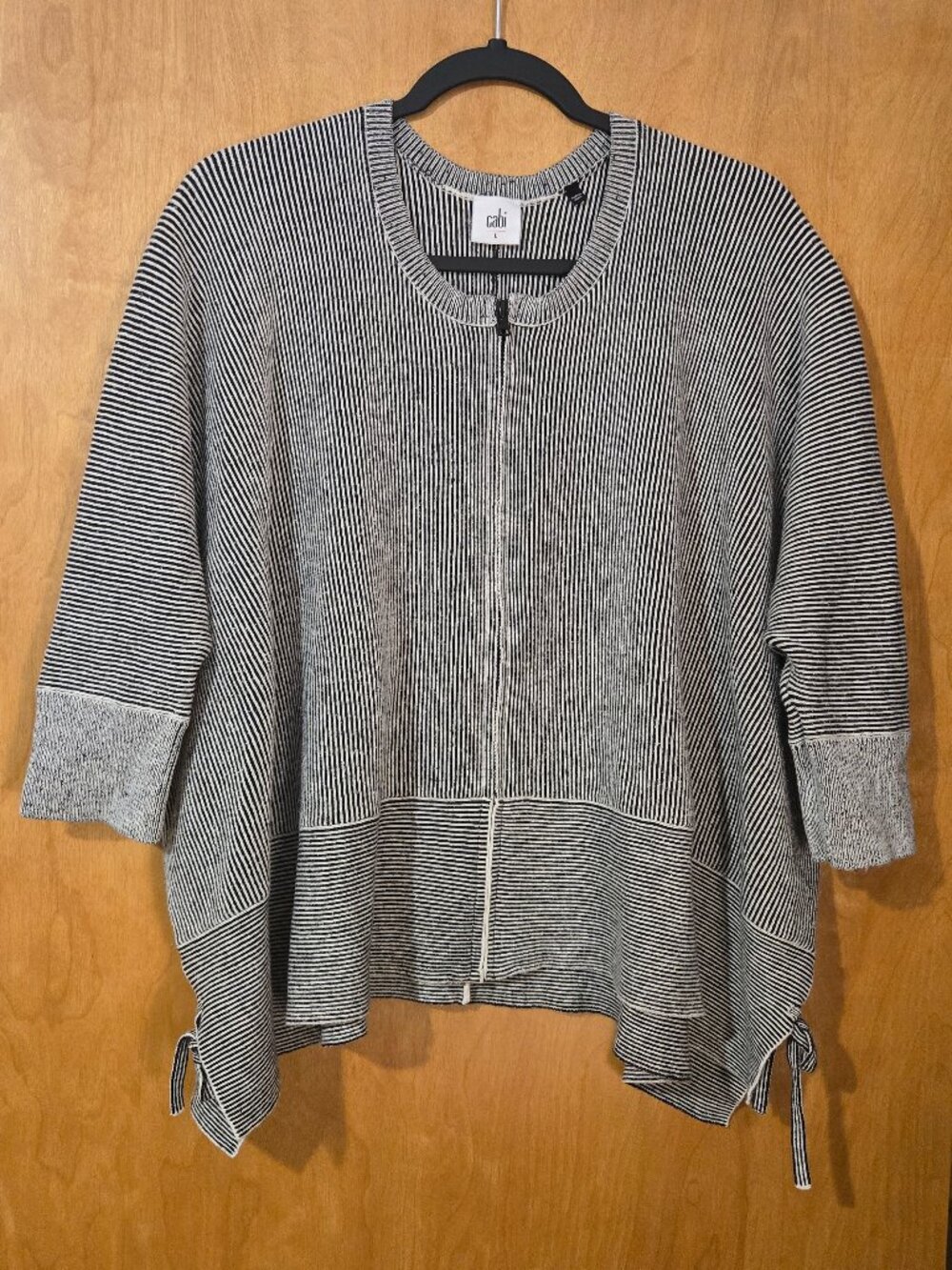 CAbi Cupid's Cardigan Sweater Lg Black White Striped Cozycore, Miminalist Chic